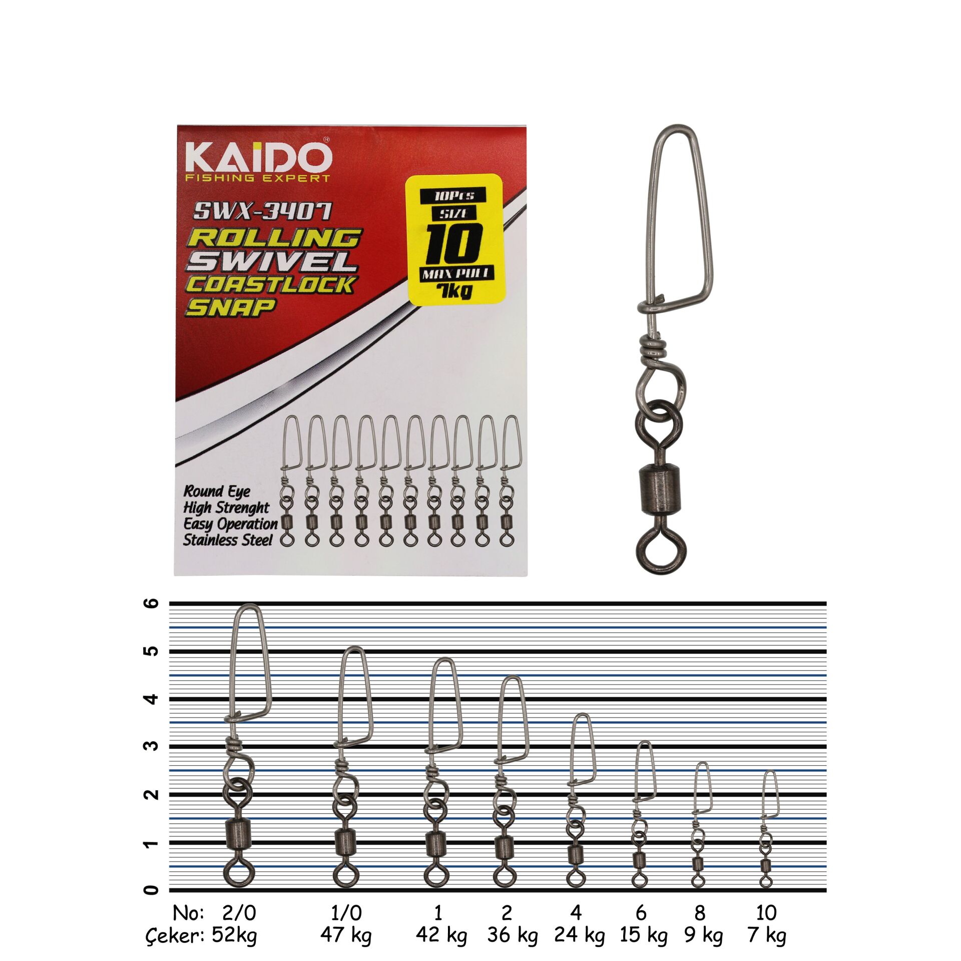 SWX-3407 Rolling Swivel Coastlock Snap (10 Pcs) 1